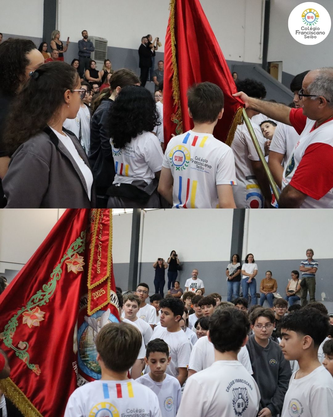 Visita da Bandeira do Divino e a Bênção do Subimpério no Colégio Franciscano Seibo
